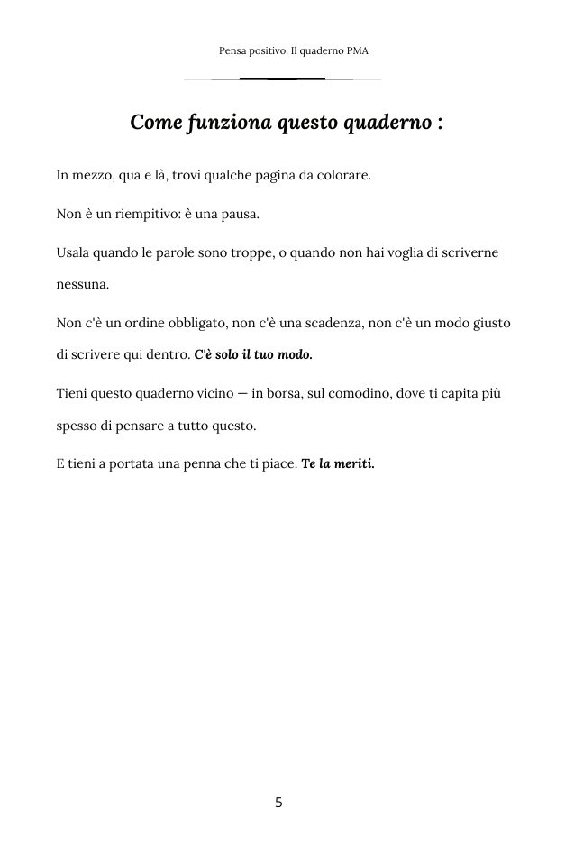 Pagina interna di Pensa positivo: come funziona il quaderno